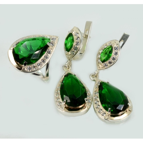 Серебряный набор с напайками из золота