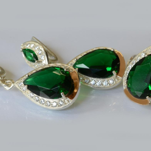 Срібний набір з напайками з золота