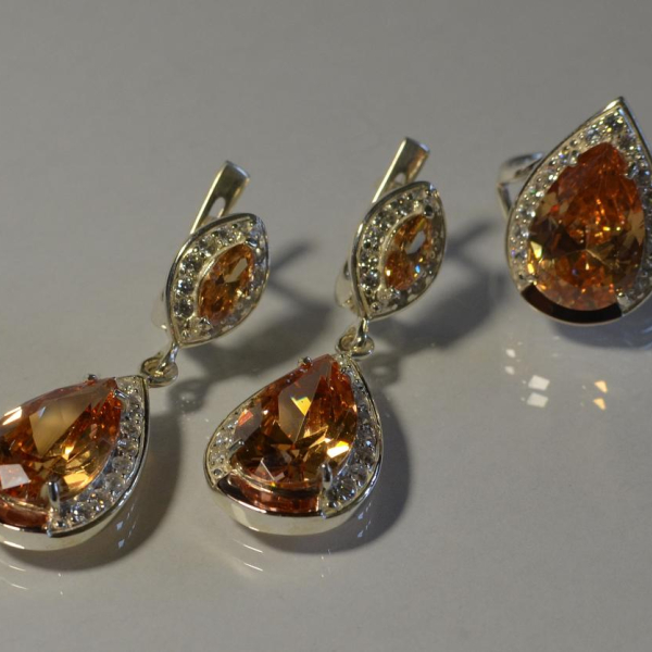 Срібний набір з напайками з золота