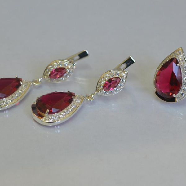 Срібний набір з напайками з золота