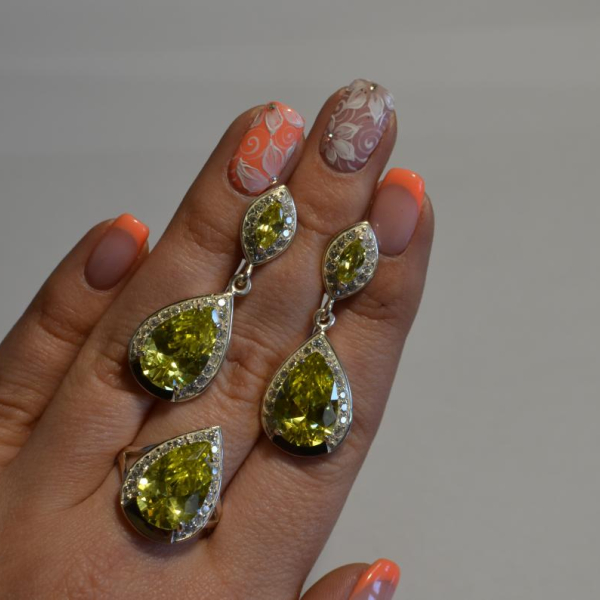 Срібний набір з напайками з золота