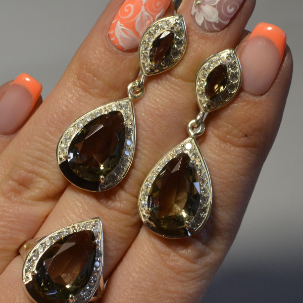 Срібний набір з напайками з золота