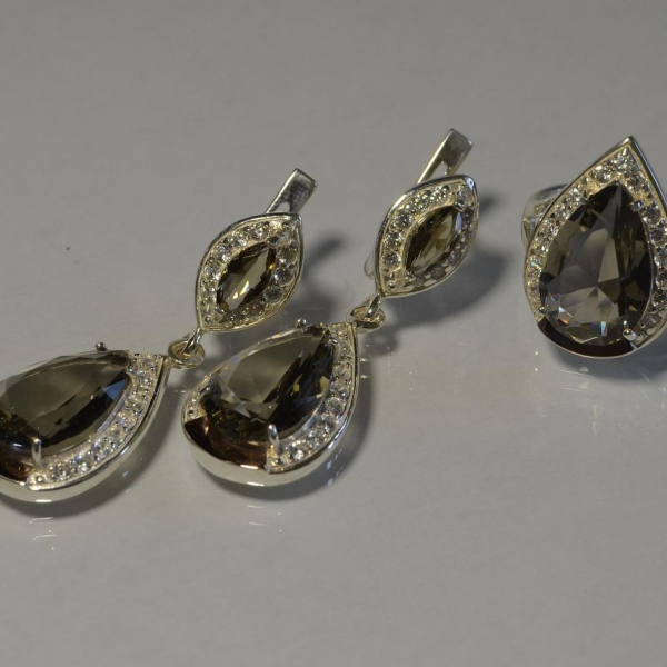 Срібний набір з напайками з золота