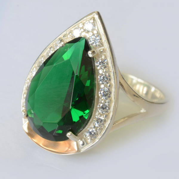 Срібна каблучка з пластинами із золота