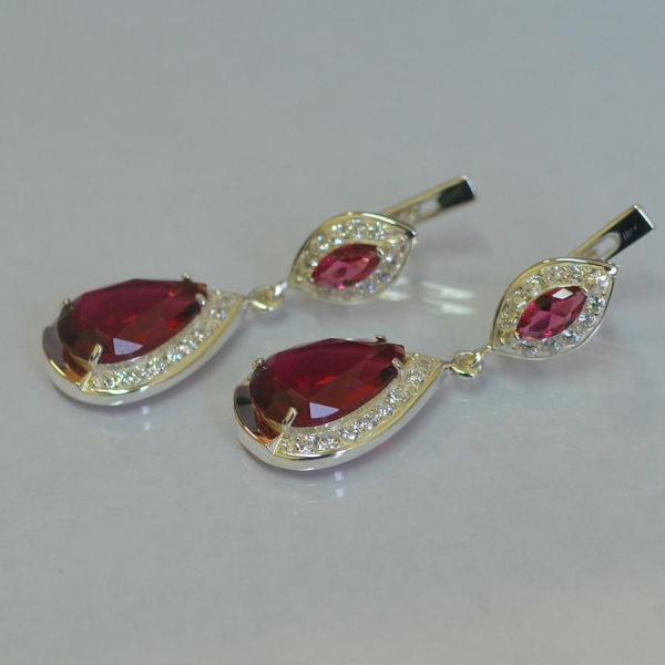 Срібні сережки з накладками з золота