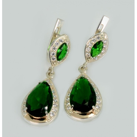 Серебряные серьги с  накладками из золота