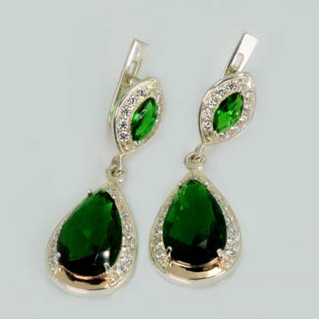 Срібні сережки з накладками з золота