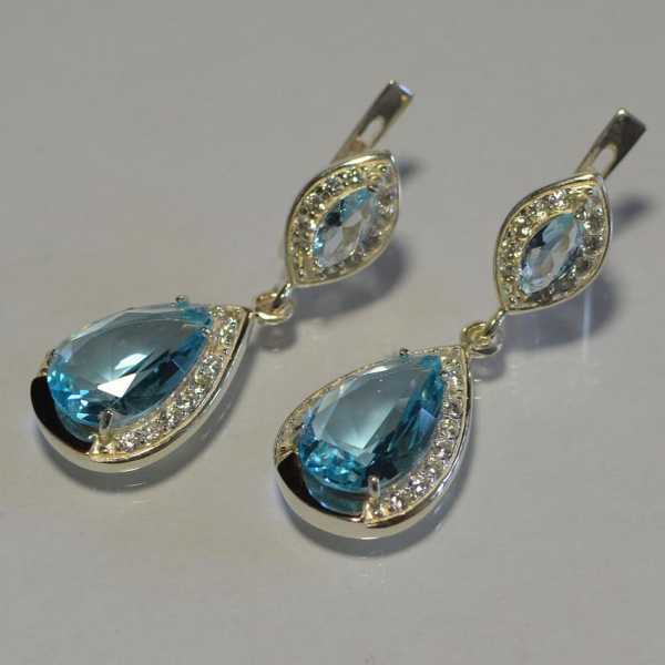 Срібні сережки з накладками з золота