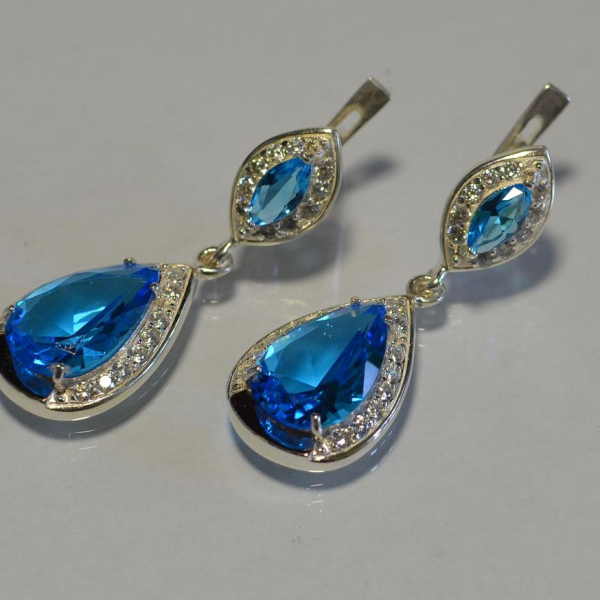 Срібні сережки з накладками з золота