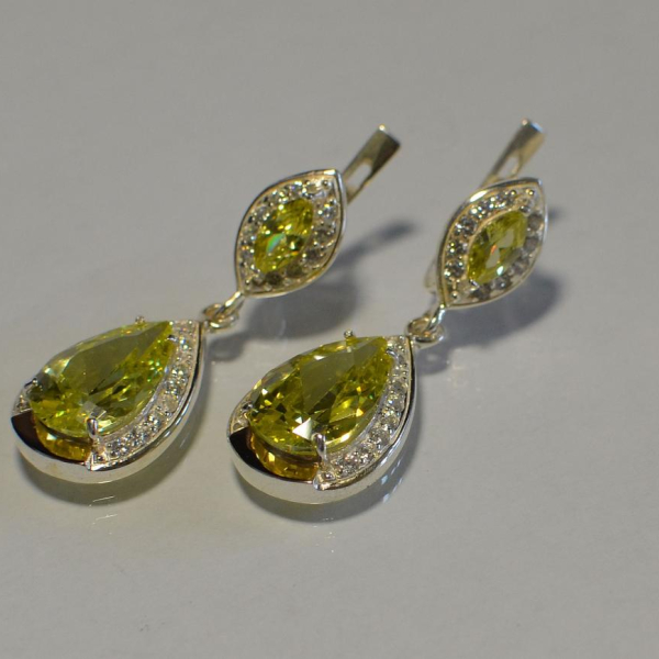 Срібні сережки з накладками з золота