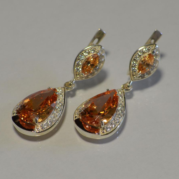 Срібні сережки з накладками з золота