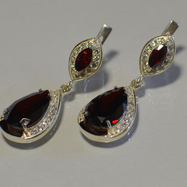 Срібні сережки з накладками з золота