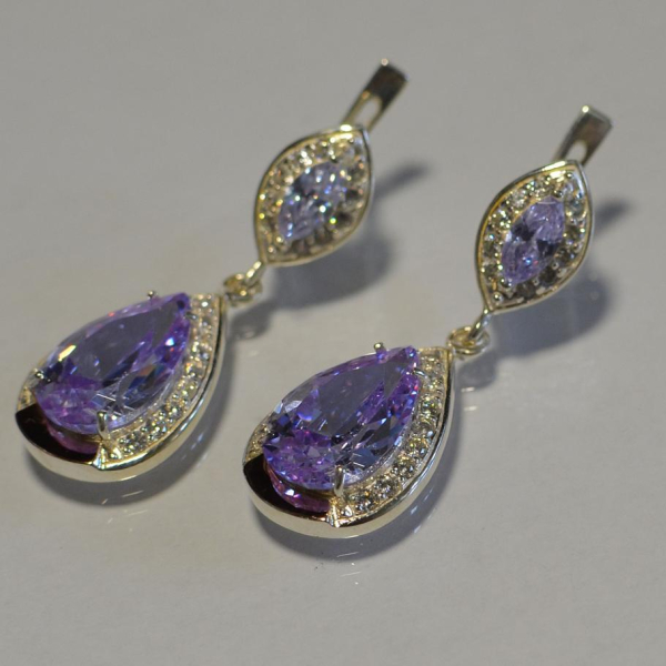 Срібні сережки з накладками з золота