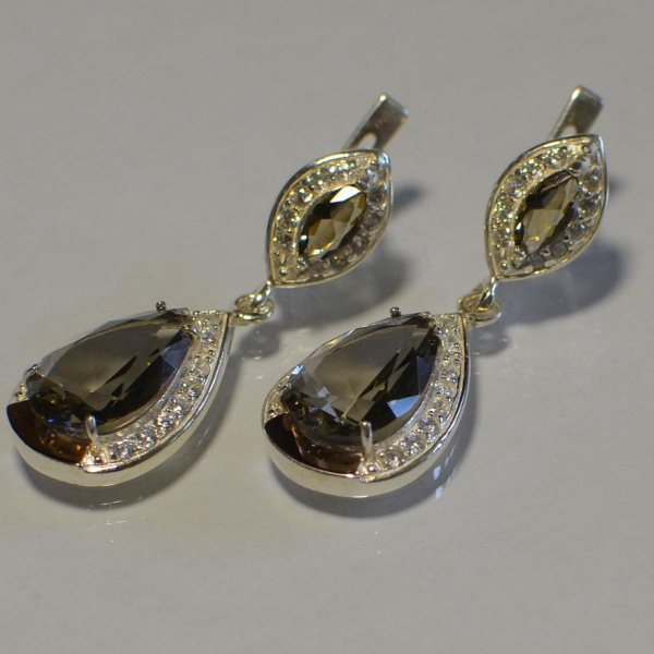 Срібні сережки з накладками з золота