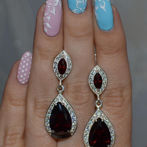 Срібні сережки з накладками з золота