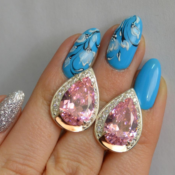 Срібні сережки з золотими пластинами