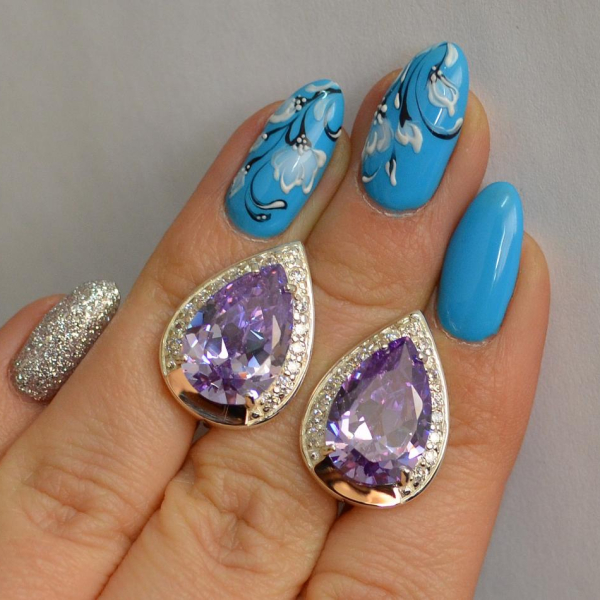 Срібні сережки з золотими пластинами