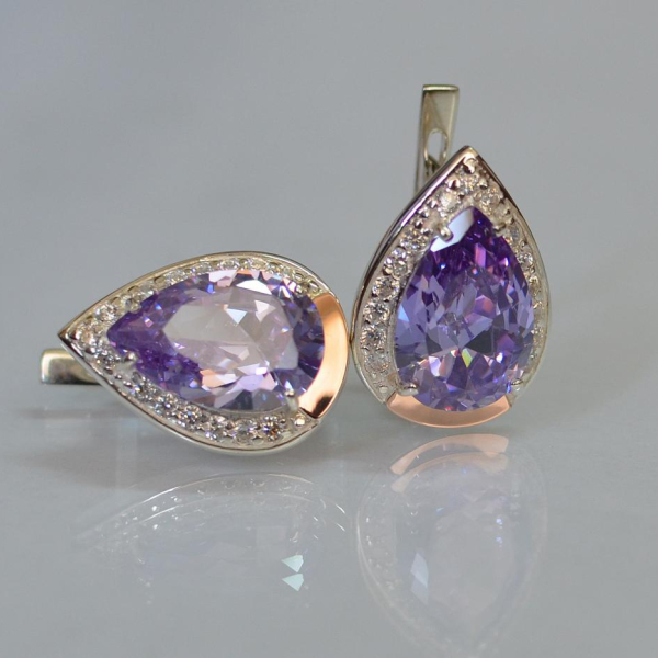 Срібні сережки з золотими пластинами