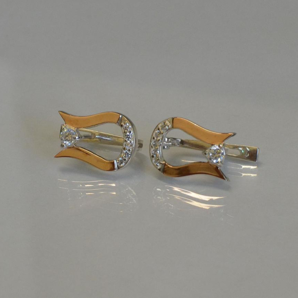 Срібні сережки з пластинами із золота