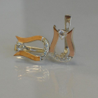 Срібні сережки з пластинами із золота