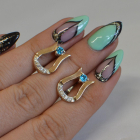 Срібні сережки з пластинами із золота