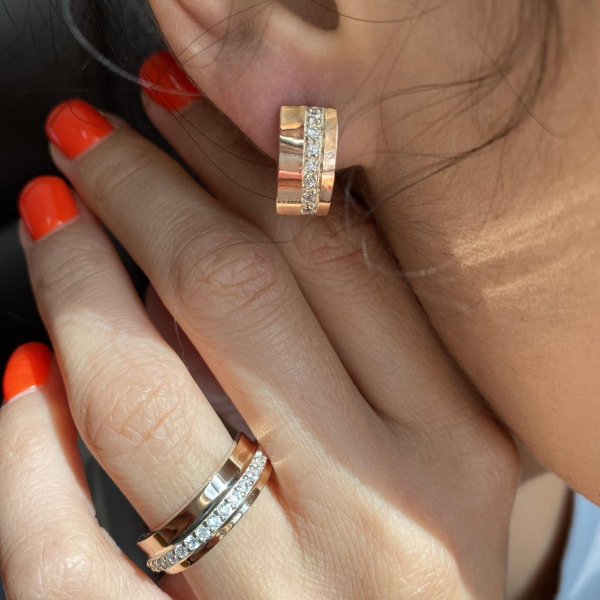 Срібна каблучка з золотими накладками