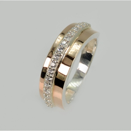 Серебряное кольцо с золотыми накладками