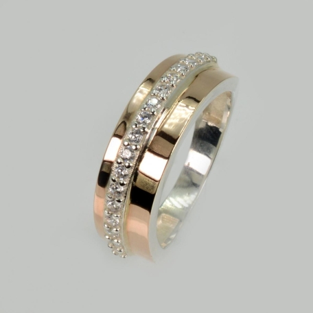 Срібна каблучка з золотими накладками