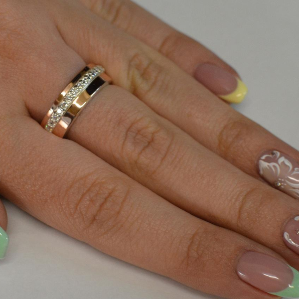 Срібна каблучка з золотими накладками