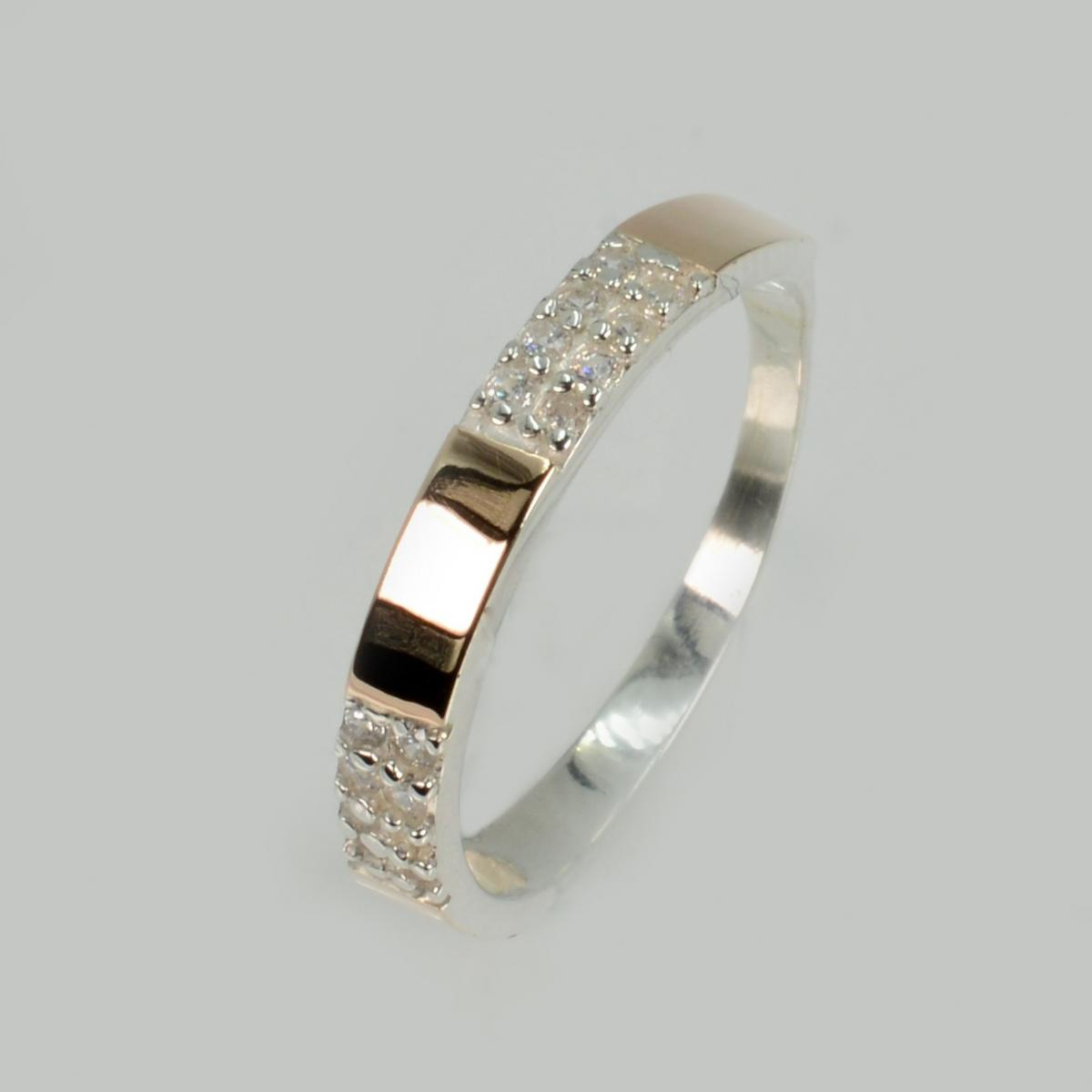 Срібна каблучка з пластинами із золота