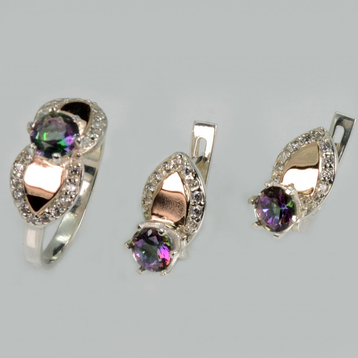 Срібний набір з золотими напайками