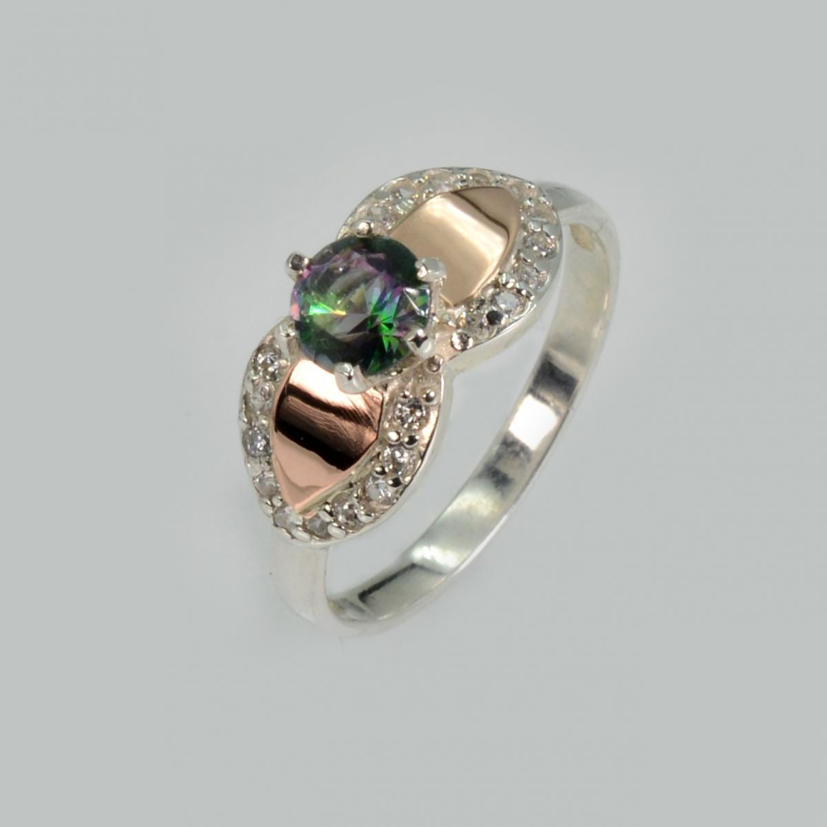 Срібна каблучка  зі вставками з золота