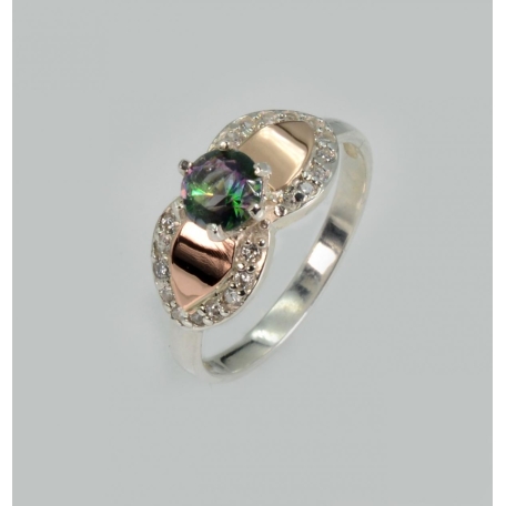 Серебряное кольцо со вставками из золота