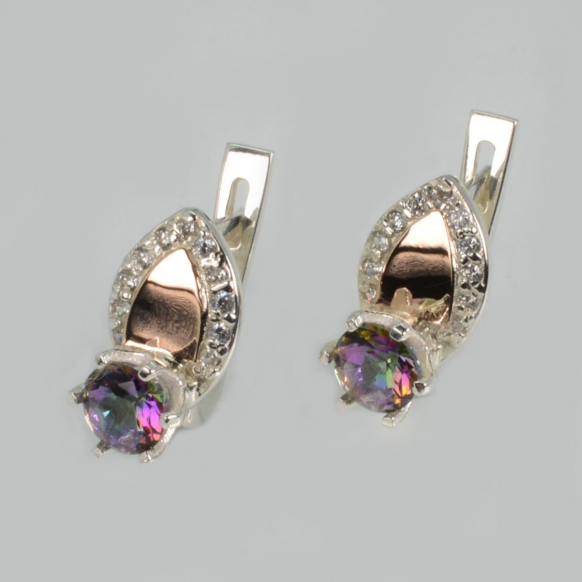 Срібні сережки з золотими вставками