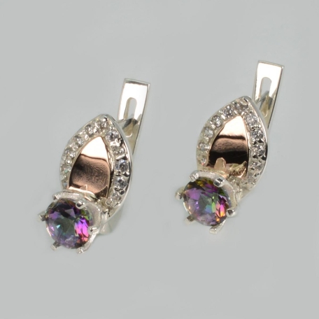 Срібні сережки з золотими вставками