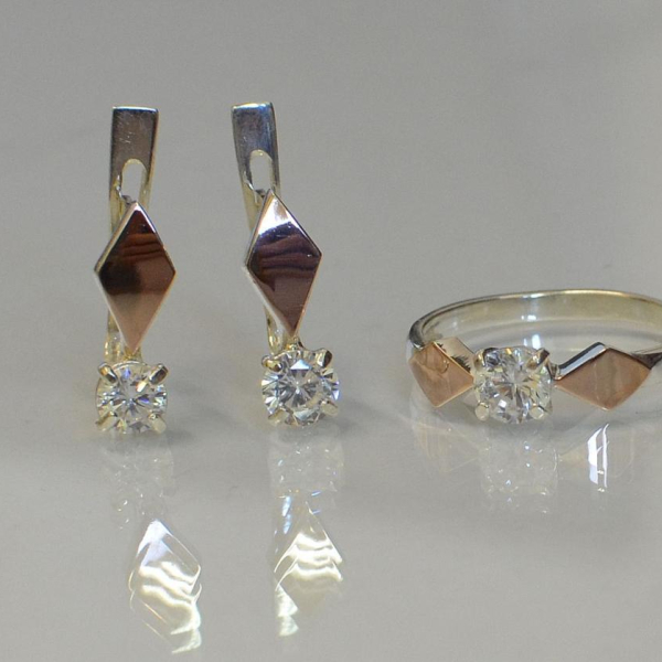 Срібний набір з пластинами із золота