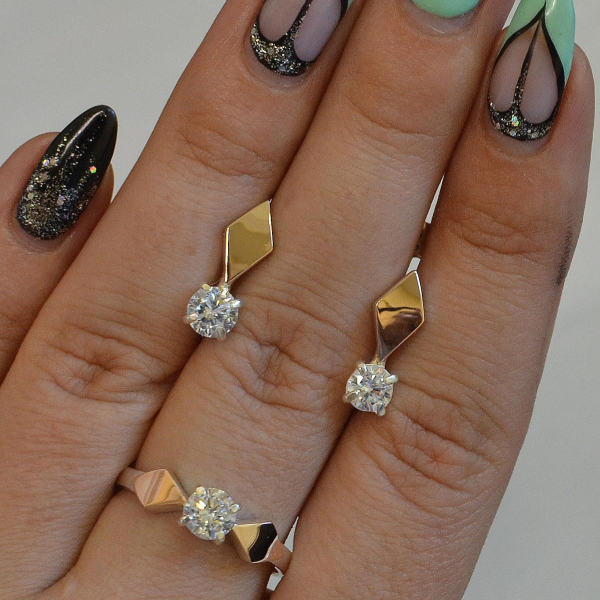 Срібний набір з пластинами із золота