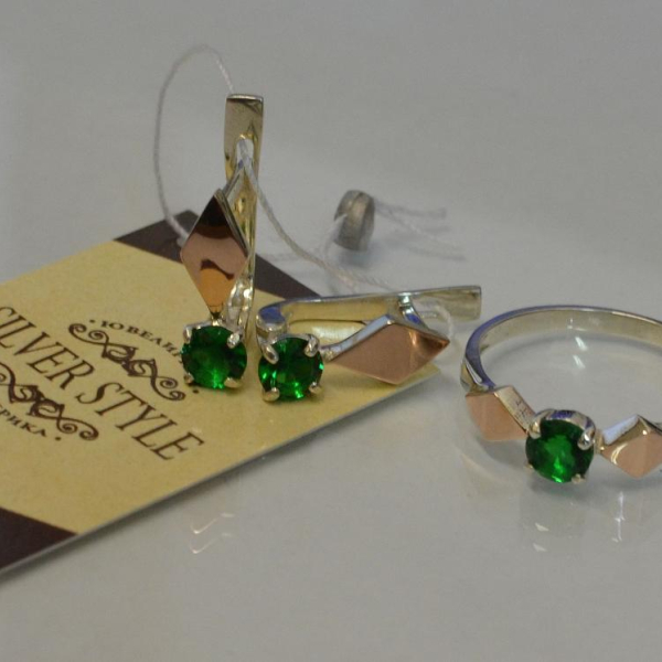 Срібний набір з пластинами із золота