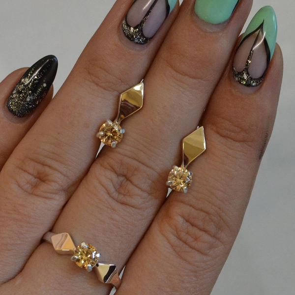 Срібний набір з пластинами із золота