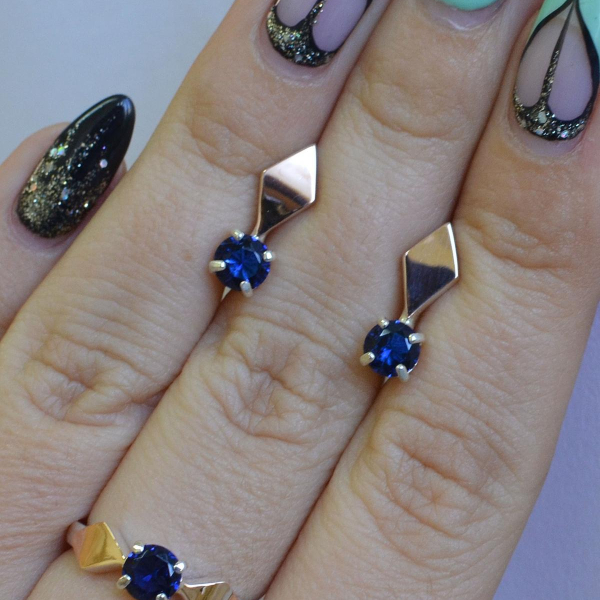 Срібний набір з пластинами із золота