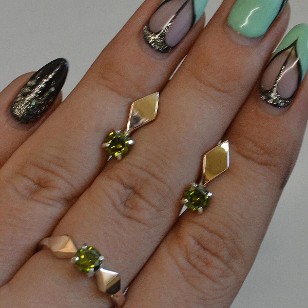 Срібний набір з пластинами із золота