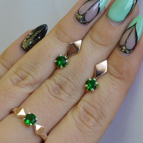 Срібний набір з пластинами із золота