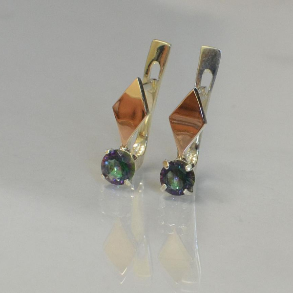 Серебряные серьги с золотыми пластинами