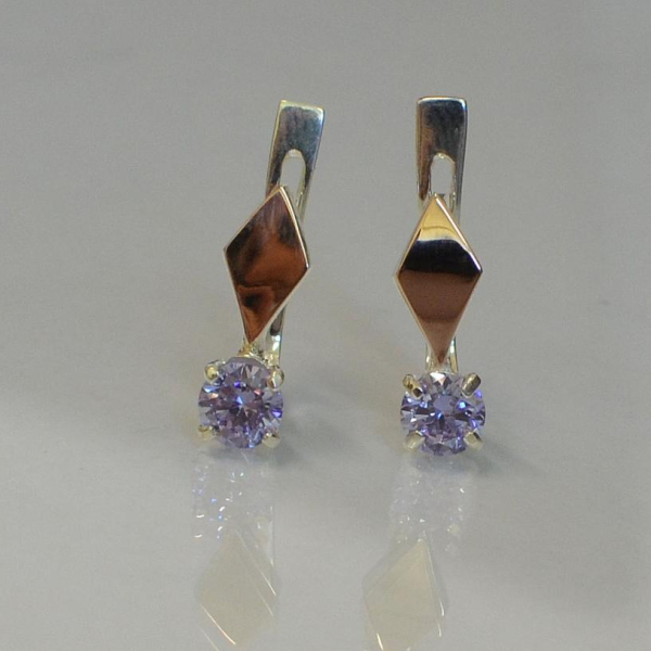 Серебряные серьги с золотыми пластинами