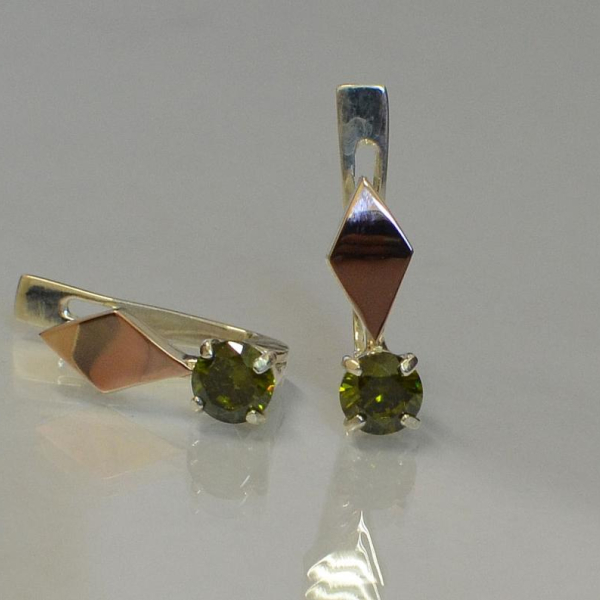 Серебряные серьги с золотыми пластинами