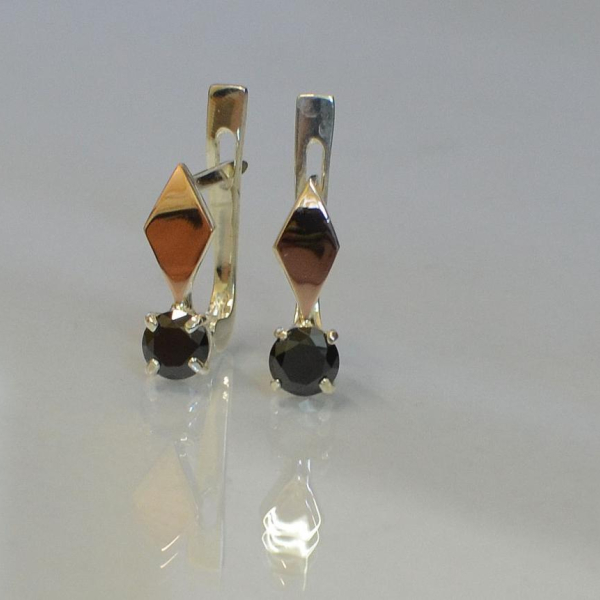 Серебряные серьги с золотыми пластинами