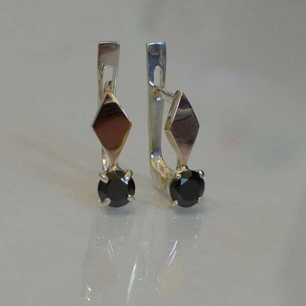 Серебряные серьги с золотыми пластинами