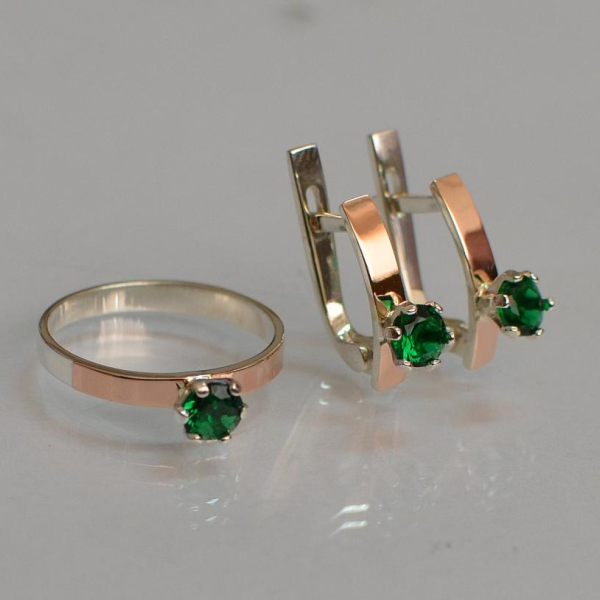 Срібний комплект з золотими напайками