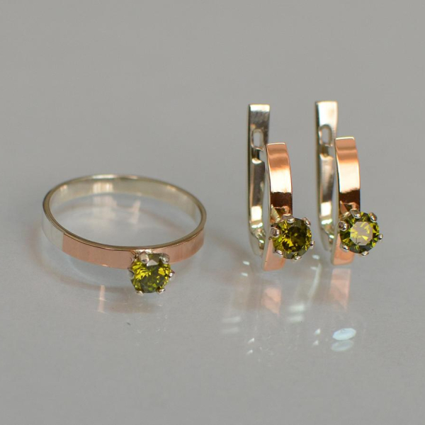 Срібний комплект з золотими напайками