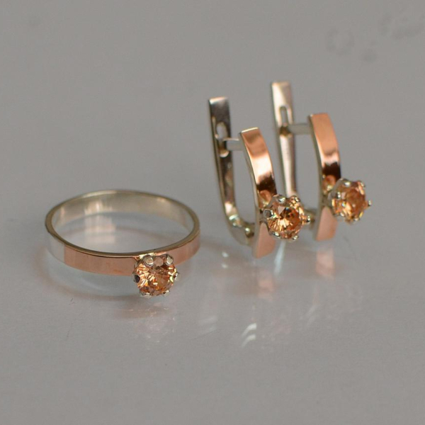 Срібний комплект з золотими напайками